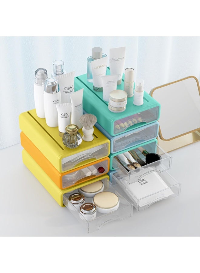 Bukela Desk Organizer with Drawers, Stackable Storage Drawers with Compartments Desktop Organization for Office Supplies, Makeup, Pencils, Tape, Erasers, Paperclips, Chargers (4 Pack) - Image 3